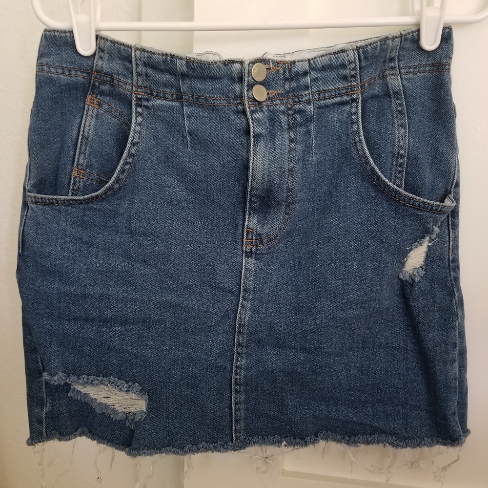 Free people denim mini skirt